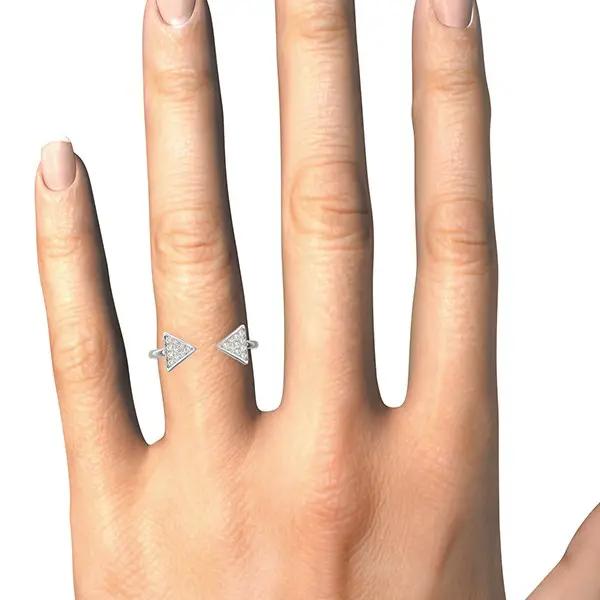 14k white gold diamond arrowhead open ring with pave arrowheads, 1/5 cttw on Tampa Home & Garden Store