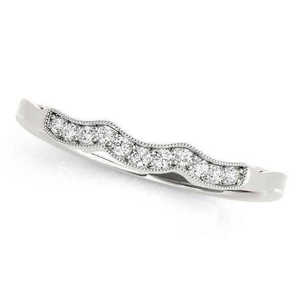14k white gold wave-style milgrain diamond wedding ring 1/20 cttw Bids.com on Tampa Home & Garden Store