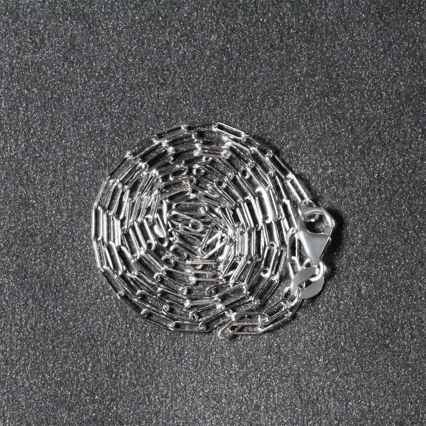 14K white gold paperclip chain necklace 1.5mm, coiled silver links by Bids.com on Tampa Home & Garden Store