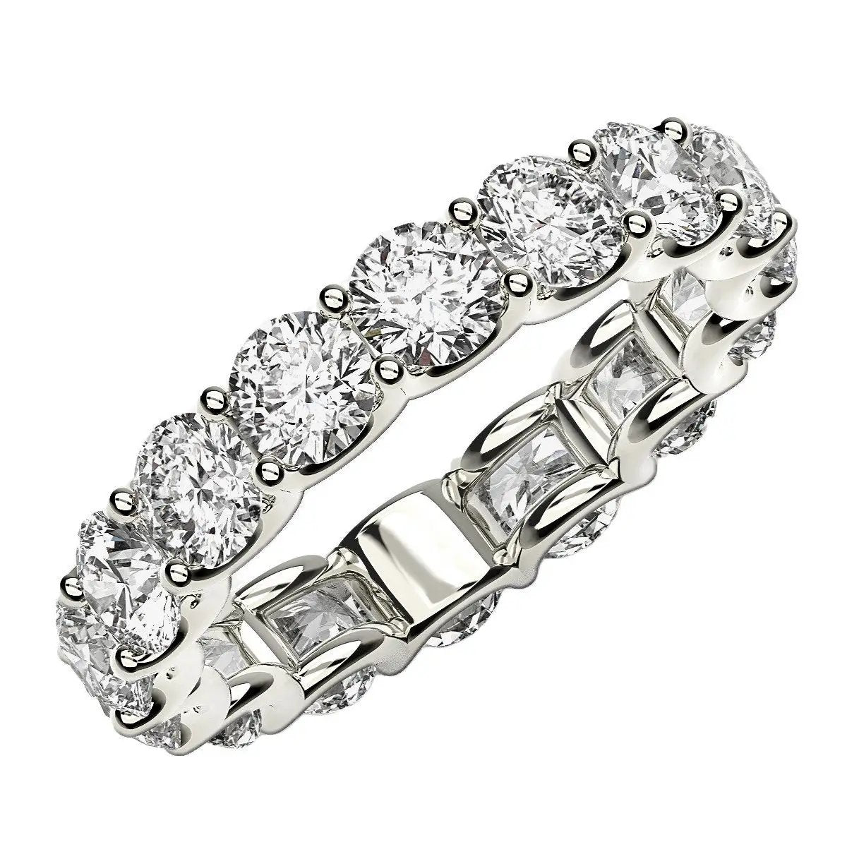 Round-cut lab-grown diamond eternity ring in 14k white gold, 4 ctw FG/VS2 on Tampa Home & Garden Store