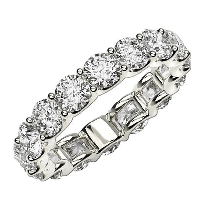 Round-cut lab-grown diamond eternity ring in 14k white gold, 4 ctw FG/VS2 on Tampa Home & Garden Store