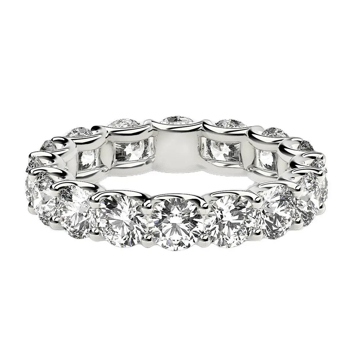Round cut lab grown diamond eternity ring in 14k white gold, 4 cttw FG/VS2 on Tampa Home & Garden Store