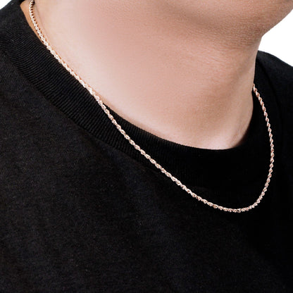14k rose gold solid diamond-cut rope chain necklace 2.3 mm on Tampa Home & Garden Store