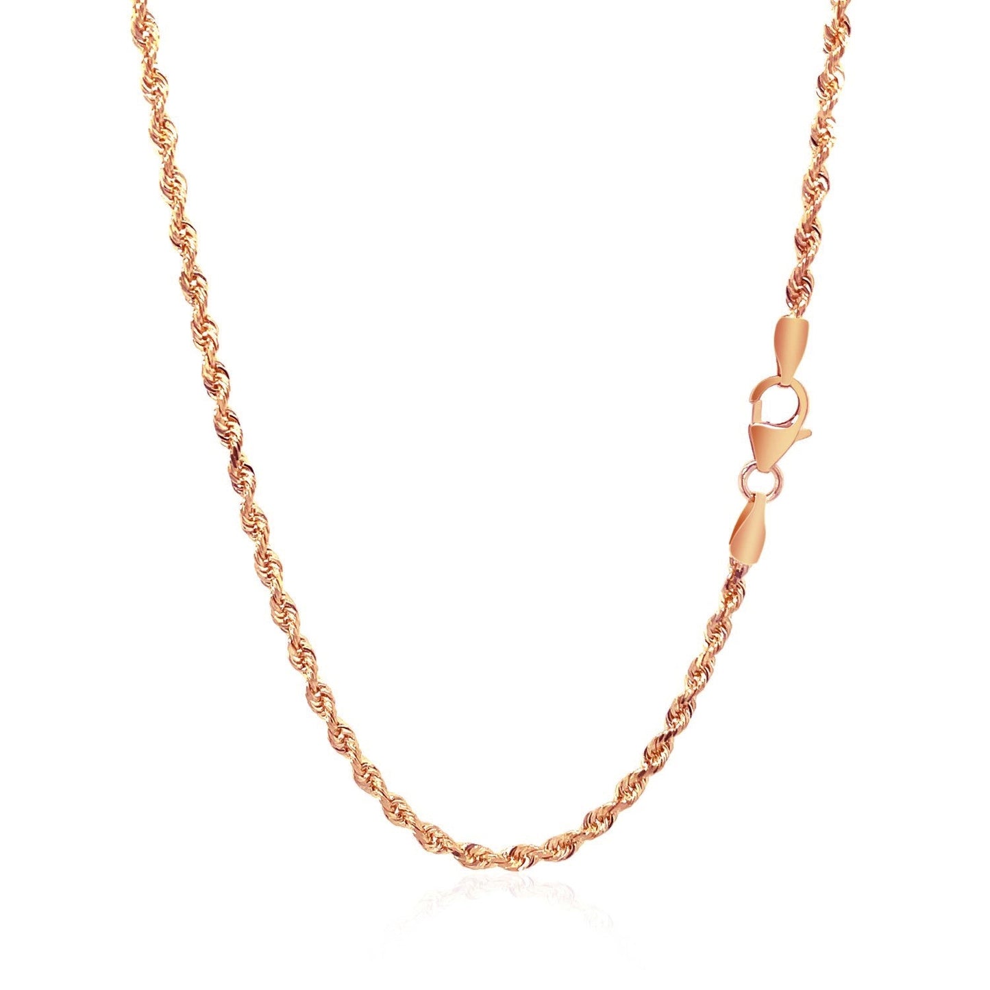 14k rose gold solid diamond-cut rope chain necklace 2.30mm lobster clasp on Tampa Home & Garden Store