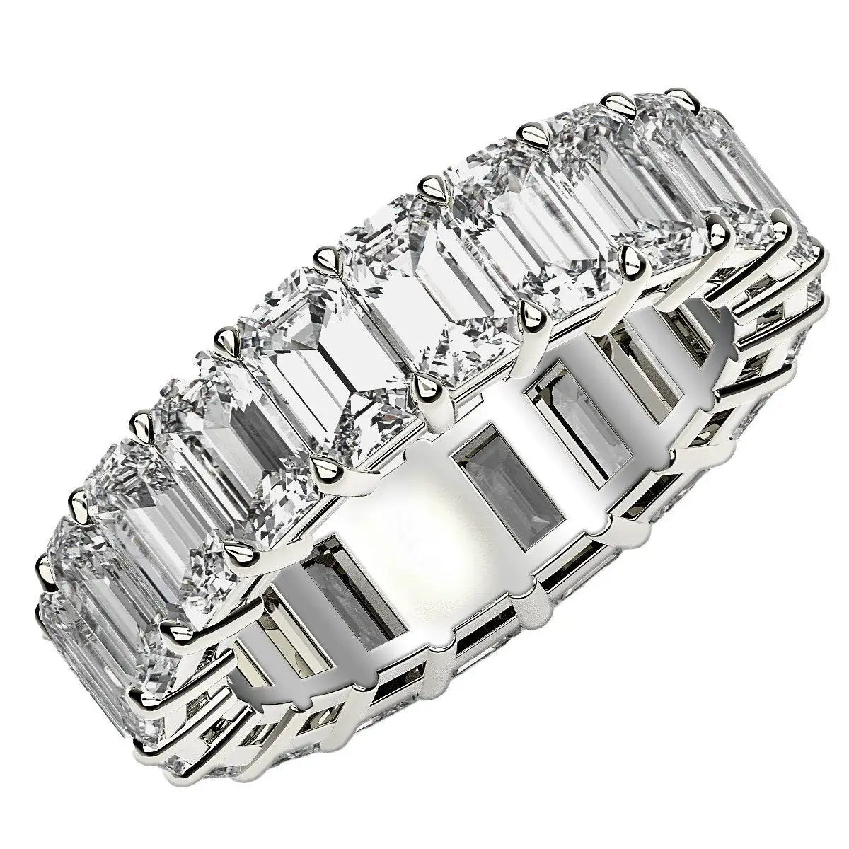 Emerald-cut lab-grown diamond eternity ring in 14k white gold, 7 cttw FG/VS2, Bids.com on Tampa Home & Garden Store