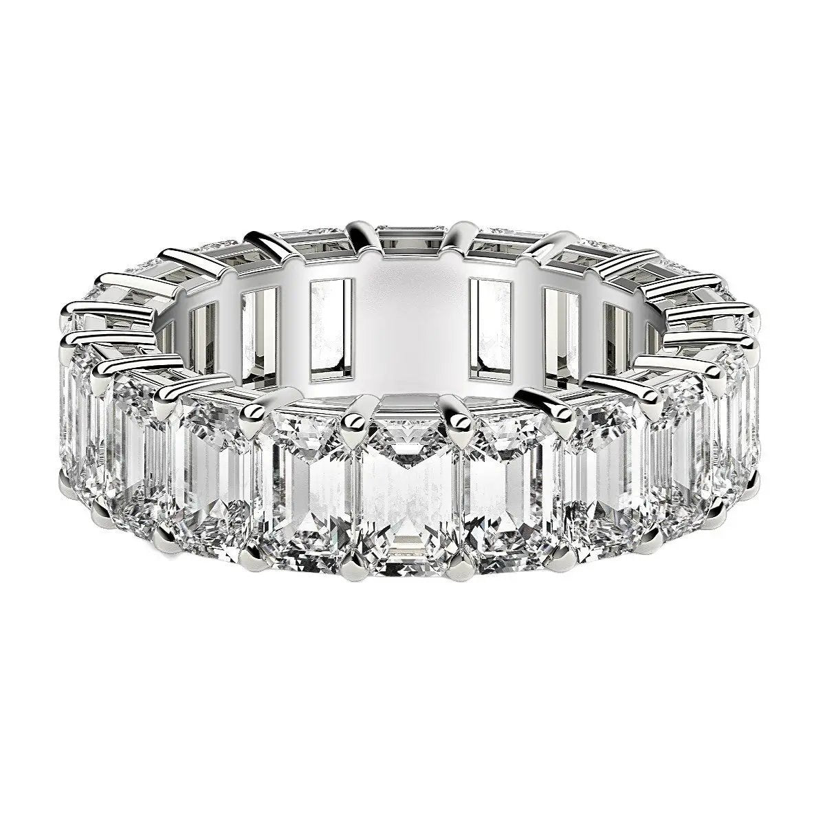 Emerald-cut lab-grown diamond eternity ring in 14k white gold, 7 cttw FG/VS2, Bids.com on Tampa Home & Garden Store