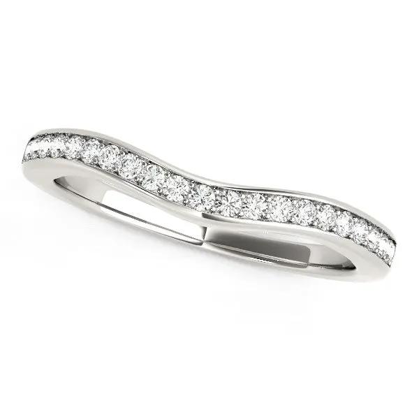 14k white gold curved diamond wedding band with pavé diamonds, 1/6 cttw on Tampa Home & Garden Store