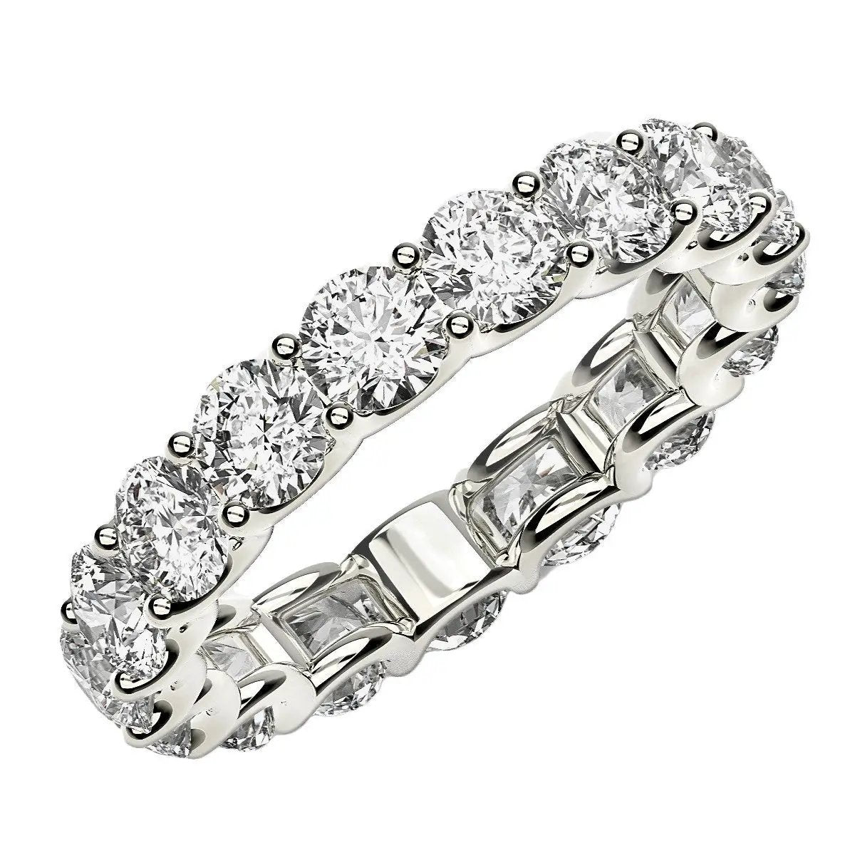 Round cut lab grown diamond eternity ring in 14k white gold, 3 cttw FG/VS2 by Bids.com on Tampa Home & Garden Store