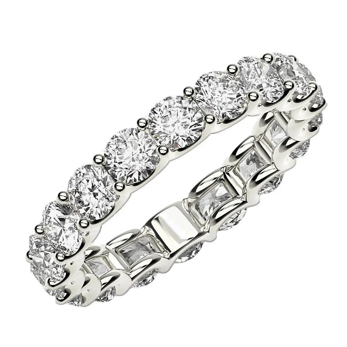 Round-cut lab-grown diamond eternity ring in 14k white gold, 2 ctw FG/VS2, Bids.com on Tampa Home & Garden Store