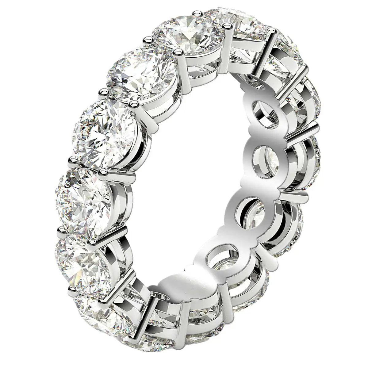 Round-cut lab-grown diamond eternity ring in 14k white gold, 6 ctw FG/VS2, prong-set stones on Tampa Home & Garden Store