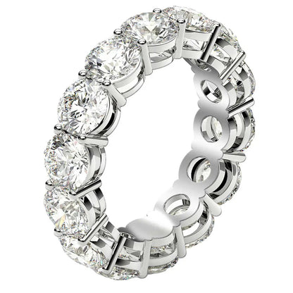 Round-cut lab-grown diamond eternity ring in 14k white gold, 6 ctw FG/VS2, prong-set stones on Tampa Home & Garden Store