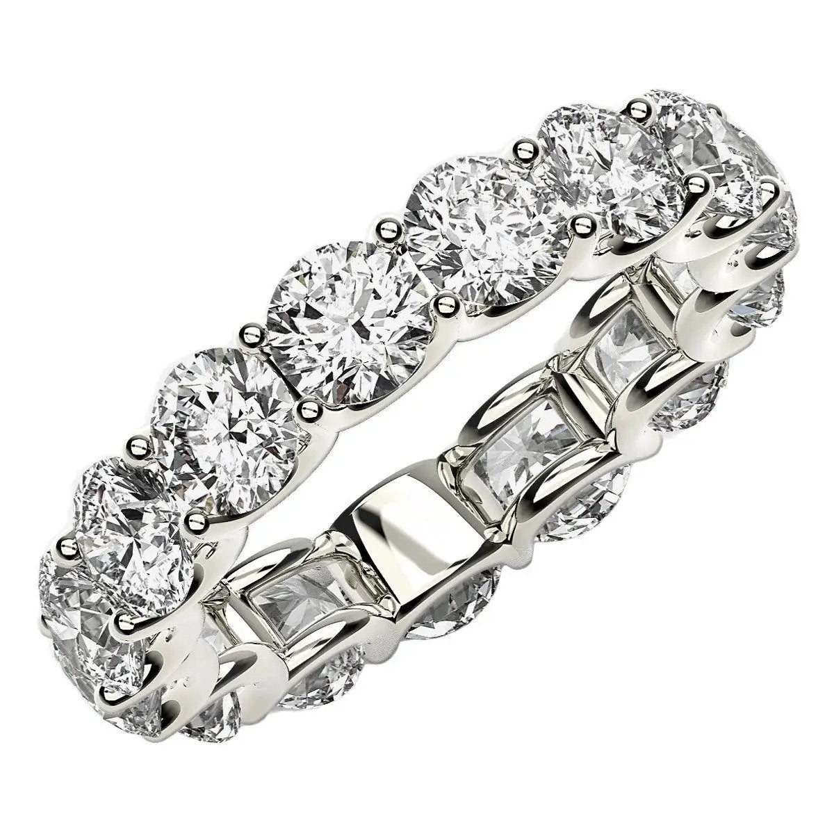 Round cut lab grown diamond eternity ring in 14k white gold, 5 cttw FG/VS2 on Tampa Home & Garden Store