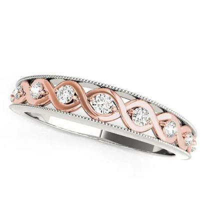 14k white and rose gold infinity diamond wedding band with twisted infinity motif and pavé diamonds by Bids.com on Tampa Home & Garden Store