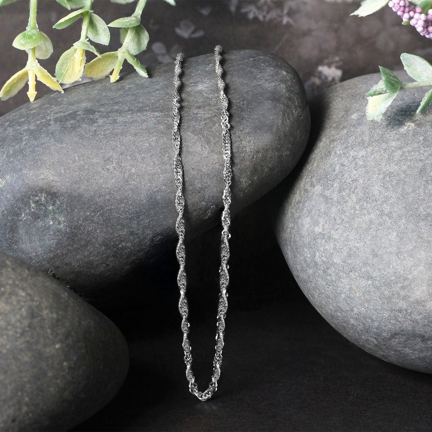 Two 14k white gold Singapore chain necklaces, 1.7mm, by Bids.com on Tampa Home & Garden Store