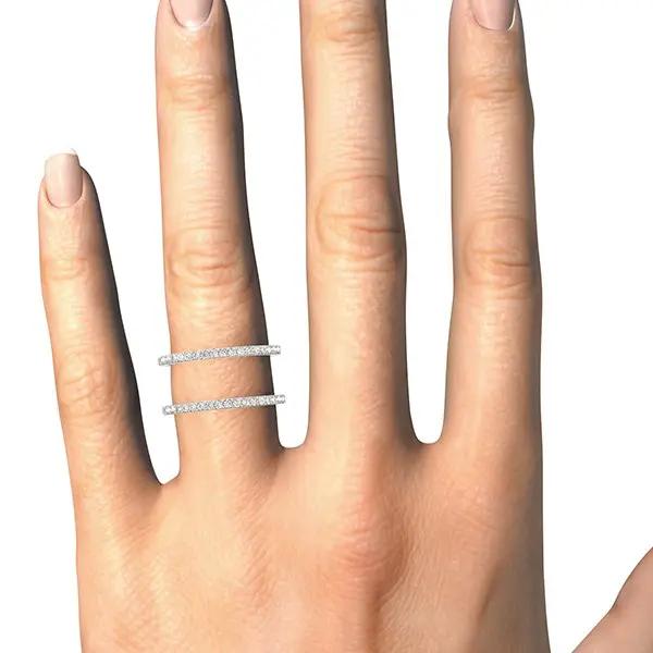 14k white gold dual-band diamond ring with pavé diamonds two slim bands Bids.com on Tampa Home & Garden Store