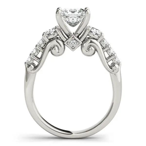 14k white gold three-stone antique diamond engagement ring, 1 3/4 cttw, by Bids.com on Tampa Home & Garden Store