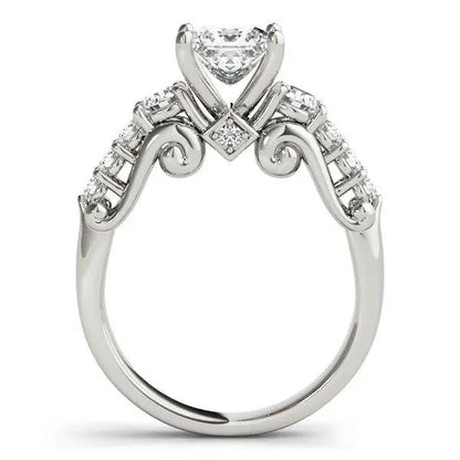 14k white gold three-stone antique diamond engagement ring, 1 3/4 cttw, by Bids.com on Tampa Home & Garden Store