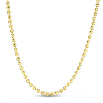 Moon Cut Bead Chain Necklace in 14k yellow gold, 3.00 mm beads on Tampa Home & Garden Store