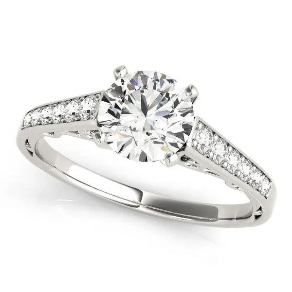 Diamond engagement ring 14k white gold cathedral design with center diamond and pavé shank on Tampa Home & Garden Store