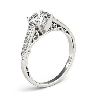 Diamond engagement ring, 14k white gold cathedral design with pave side stones, 1 1/4 cttw on Tampa Home & Garden Store