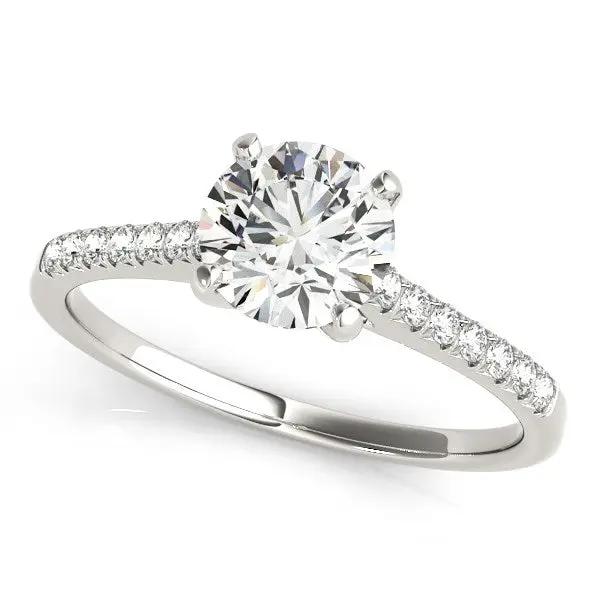 14k white gold diamond engagement ring with center round diamond and pave shoulders on Tampa Home & Garden Store