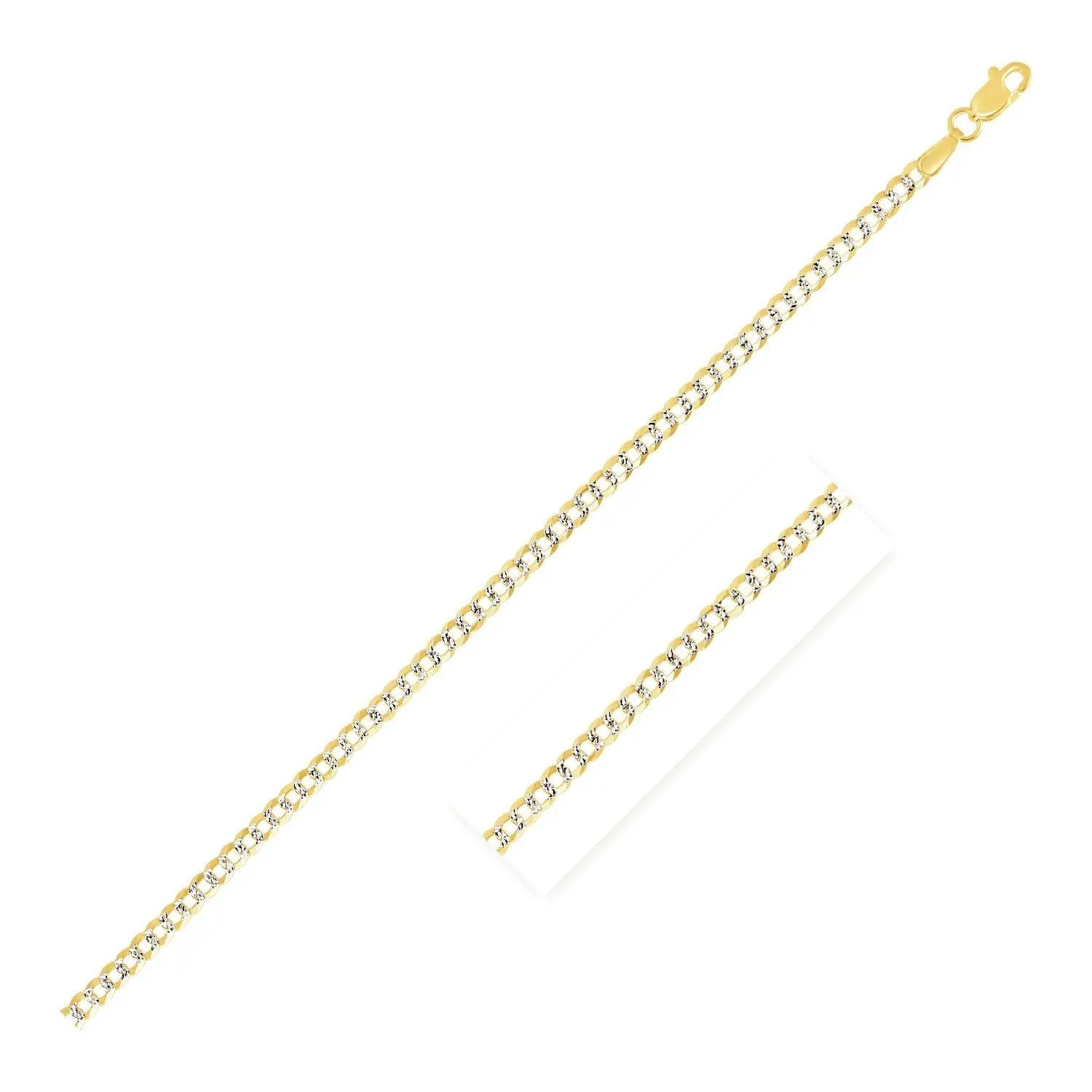 2.6 mm 14k two-tone gold pave curb chain necklace two-chain set with pave stones on Tampa Home & Garden Store