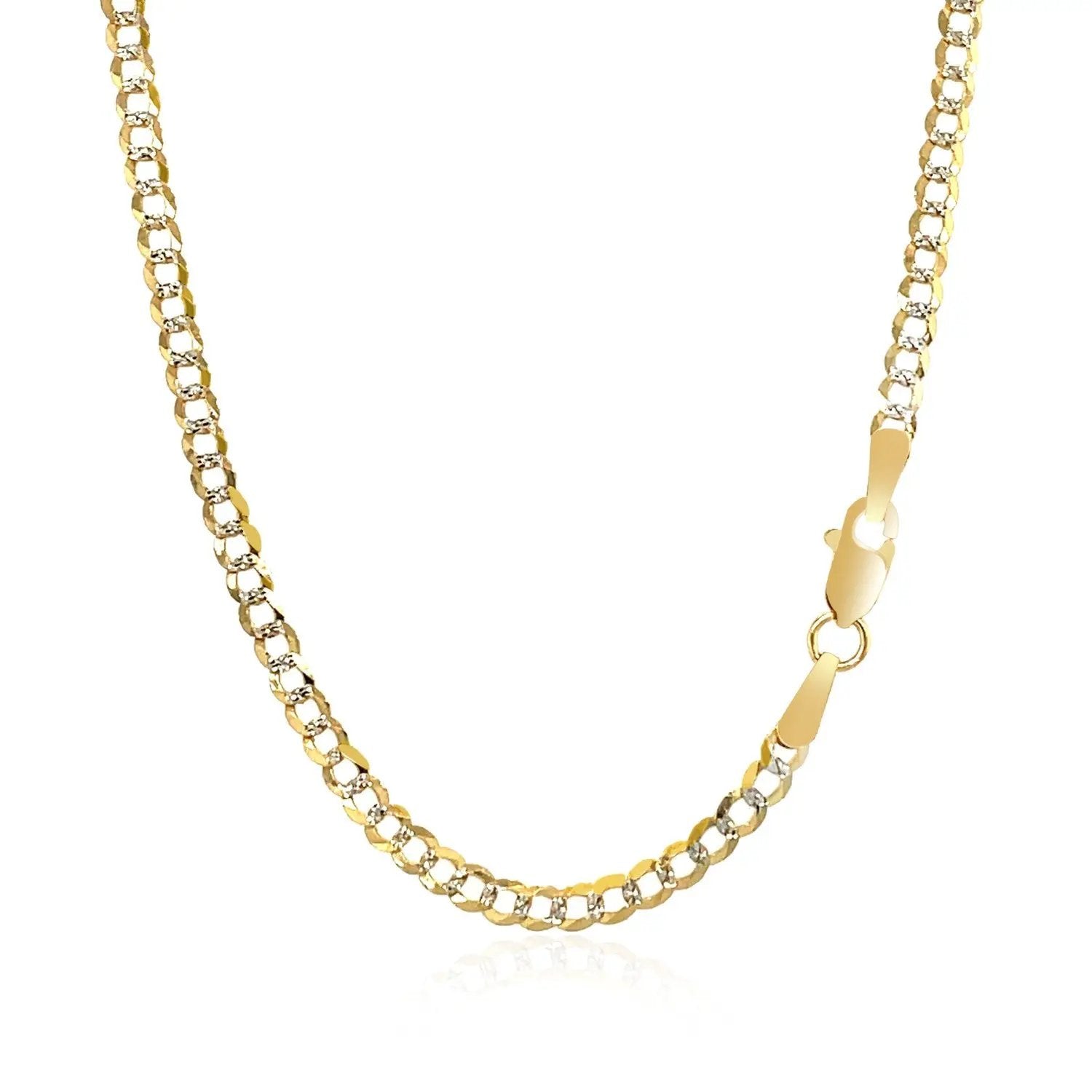 2.6 mm 14k two-tone gold pave curb chain necklace with yellow and white links on Tampa Home & Garden Store