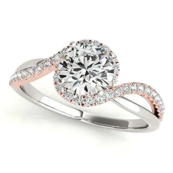 14k white and rose gold bypass diamond engagement ring with halo pave bands by Bids.com on Tampa Home & Garden Store