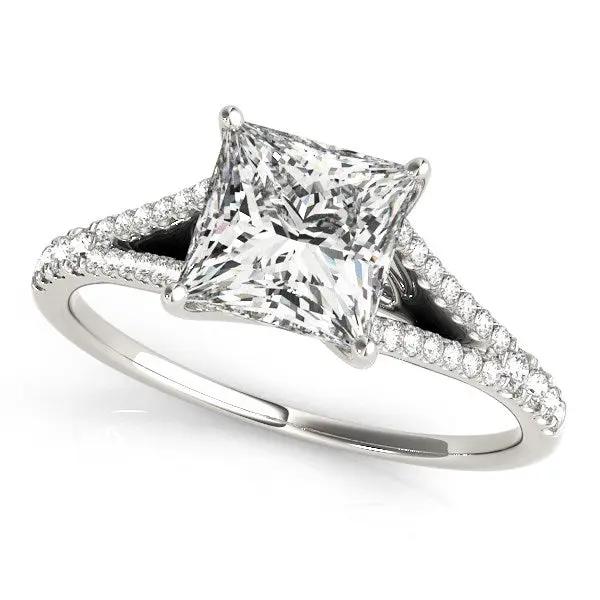 14k white gold princess-cut diamond engagement ring with split shank pavé band by Bids.com on Tampa Home & Garden Store