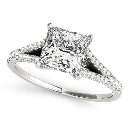 14k white gold princess-cut diamond engagement ring with split shank pavé band by Bids.com on Tampa Home & Garden Store