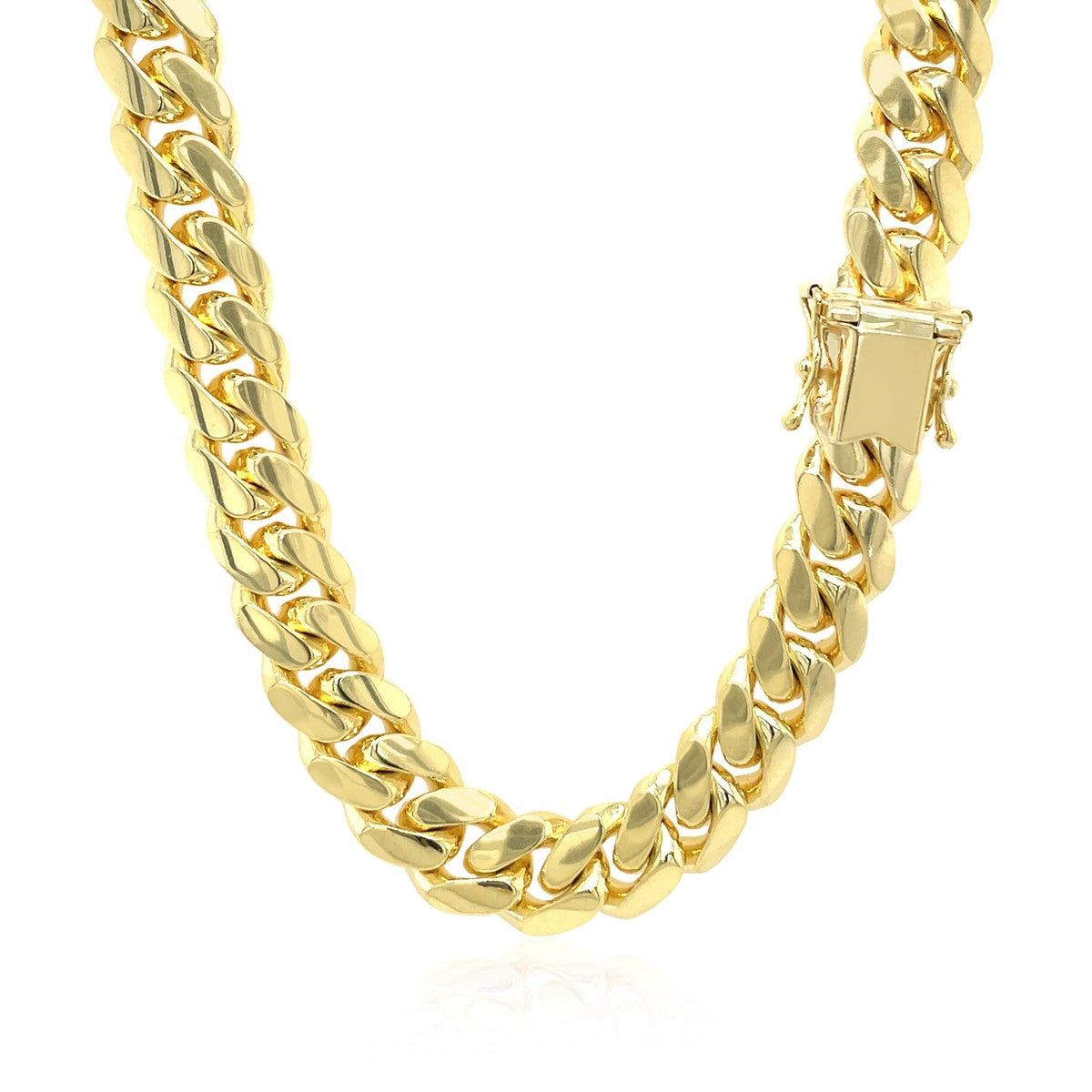 9.25mm 14k Yellow Gold Classic Miami Cuban Solid Chain Necklace on Tampa Home & Garden Store