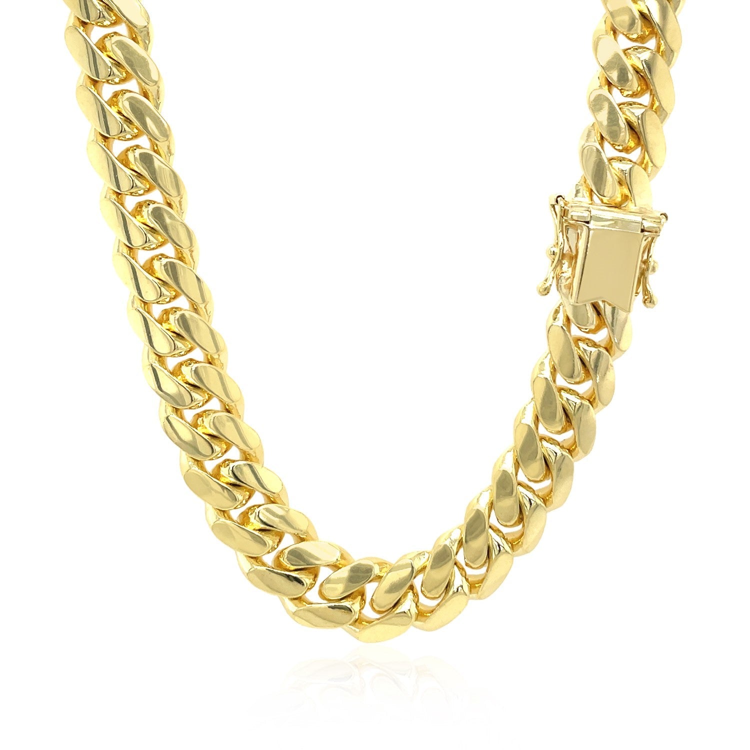 9.25mm 14k Yellow Gold Classic Miami Cuban Solid Chain Necklace on Tampa Home & Garden Store
