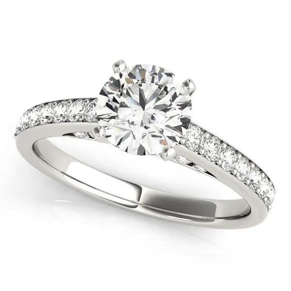 14k white gold diamond engagement ring with round center stone and pave band on Tampa Home & Garden Store