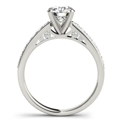 Engagement ring 14k white gold single-row prong-set center diamond with pavé band by Bids.com on Tampa Home & Garden Store