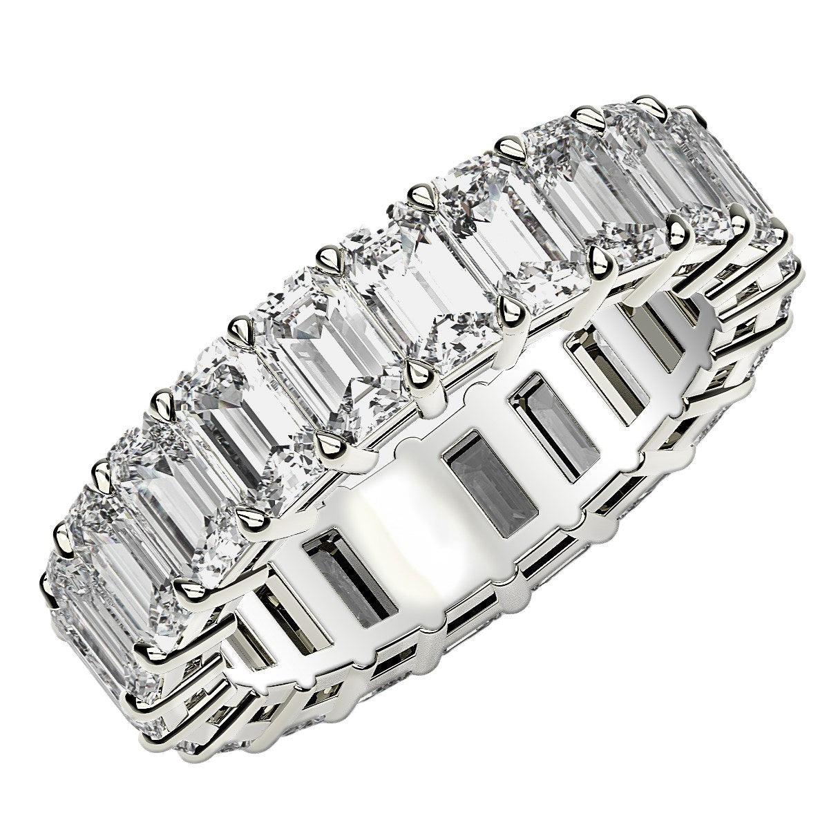Emerald-cut Lab Grown Diamond Eternity Ring in 14k White Gold, 6 ctw FG/VS2, by Bids.com on Tampa Home & Garden Store