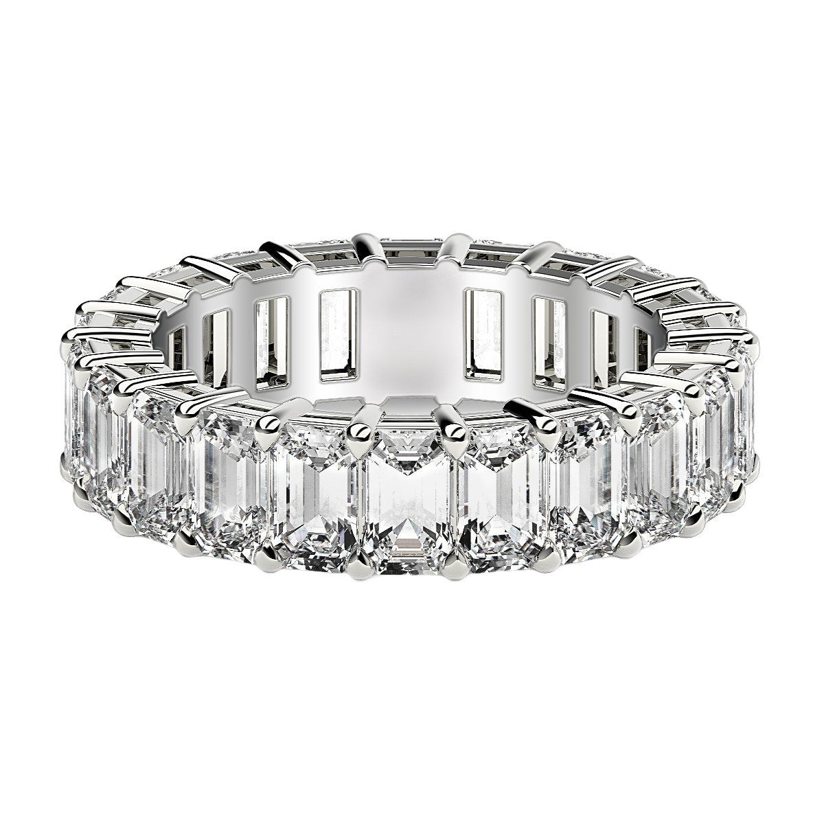 Emerald-cut lab-grown diamond eternity ring in 14k white gold by Bids.com on Tampa Home & Garden Store
