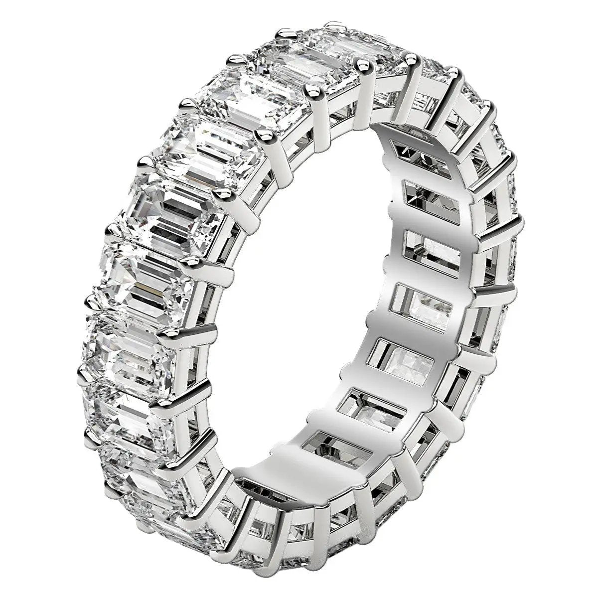 Emerald-cut lab-grown diamond eternity ring in 14k white gold, 6 cttw FG/VS2, Bids.com on Tampa Home & Garden Store