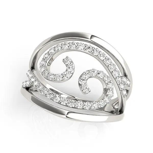 Swirl Design Diamond Ring in 14k White Gold with pave diamonds, 1/2 cttw, by Bids.com on Tampa Home & Garden Store