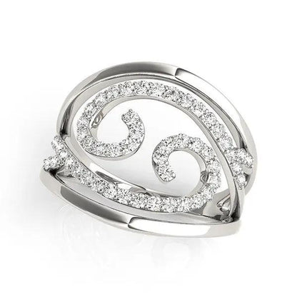 Swirl Design Diamond Ring in 14k White Gold with pave diamonds, 1/2 cttw, by Bids.com on Tampa Home & Garden Store