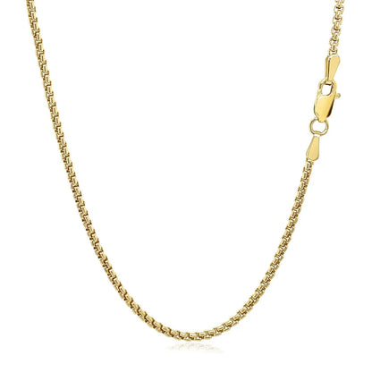 14k yellow gold solid round box chain necklace 1.6 mm with lobster clasp on Tampa Home & Garden Store