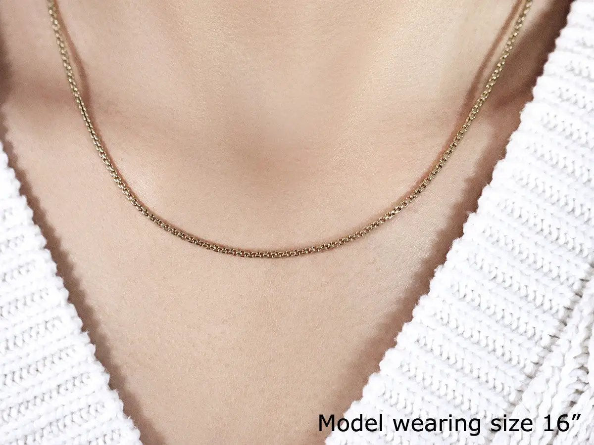 Necklace 14k yellow gold solid round box chain 1.6 mm, 16 in length, Bids.com on Tampa Home & Garden Store