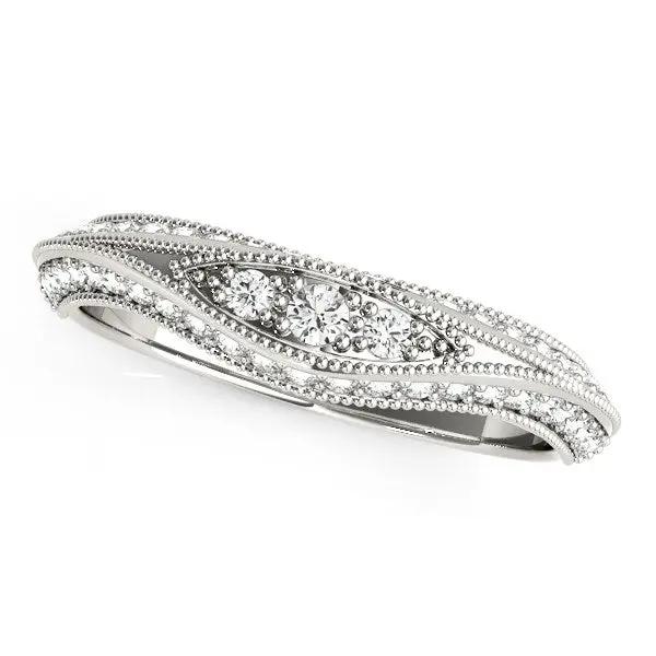 14k white gold curved antique-style diamond wedding ring 1/3 cttw with pave bands Bids.com on Tampa Home & Garden Store