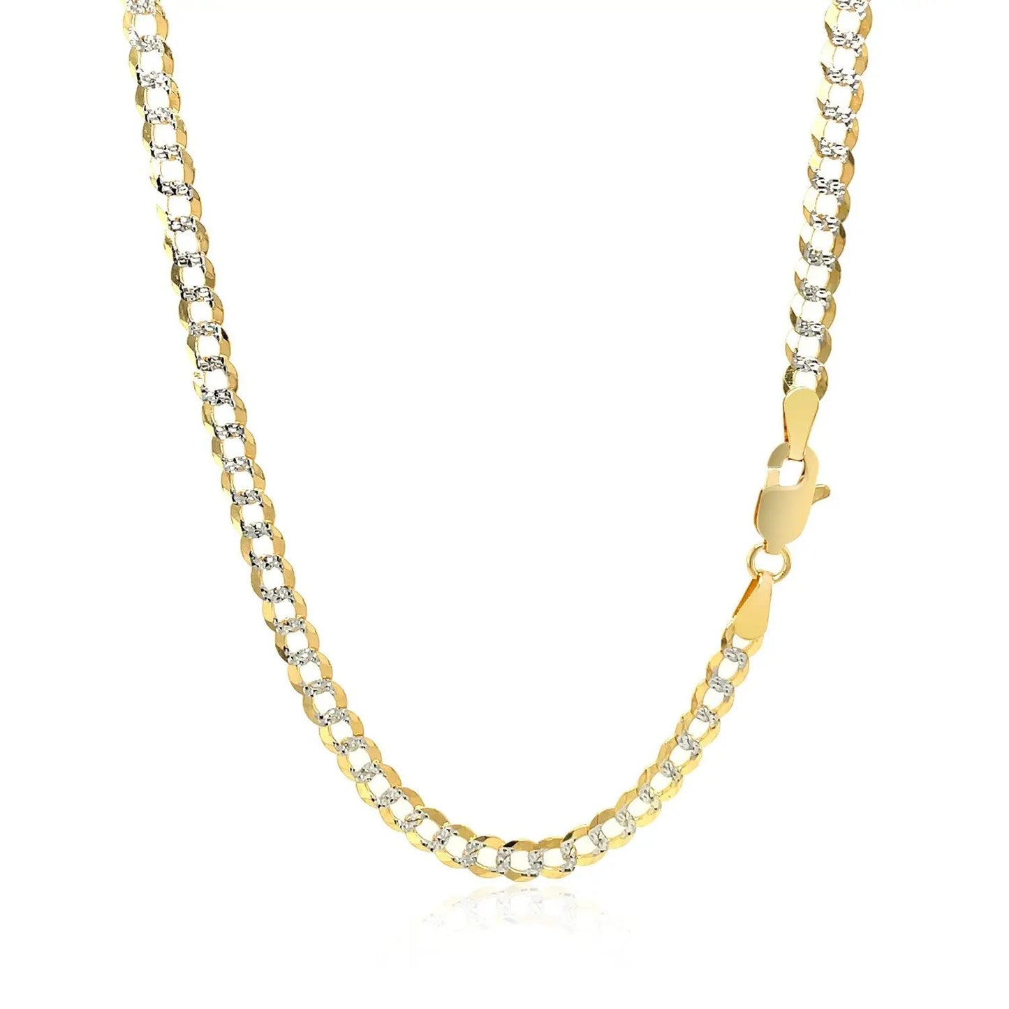 3.6 mm 14k two-tone gold pave curb chain necklace with clear stones by Bids.com on Tampa Home & Garden Store