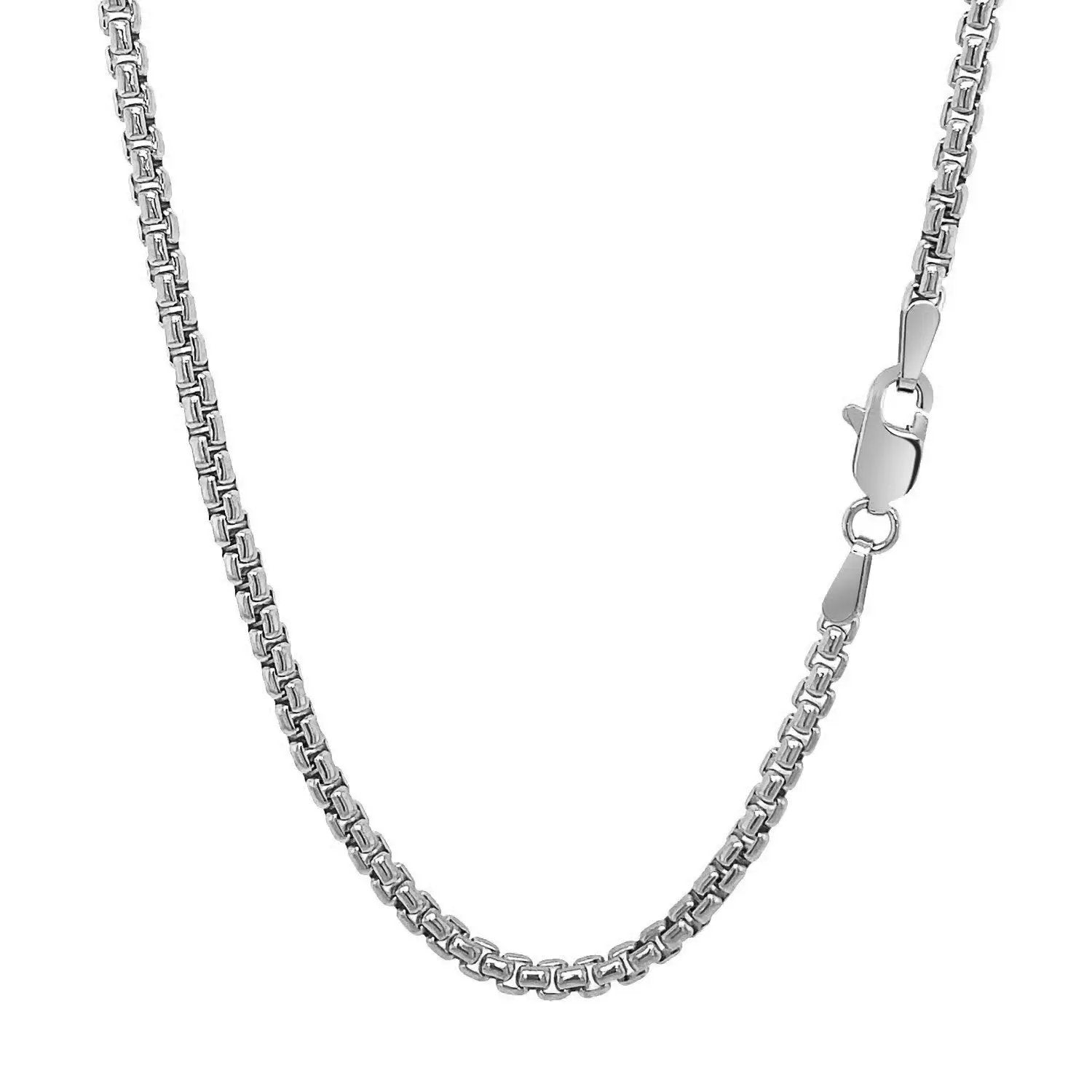 14k white gold solid round box chain necklace 2.50 mm by Bids.com with lobster clasp on Tampa Home & Garden Store