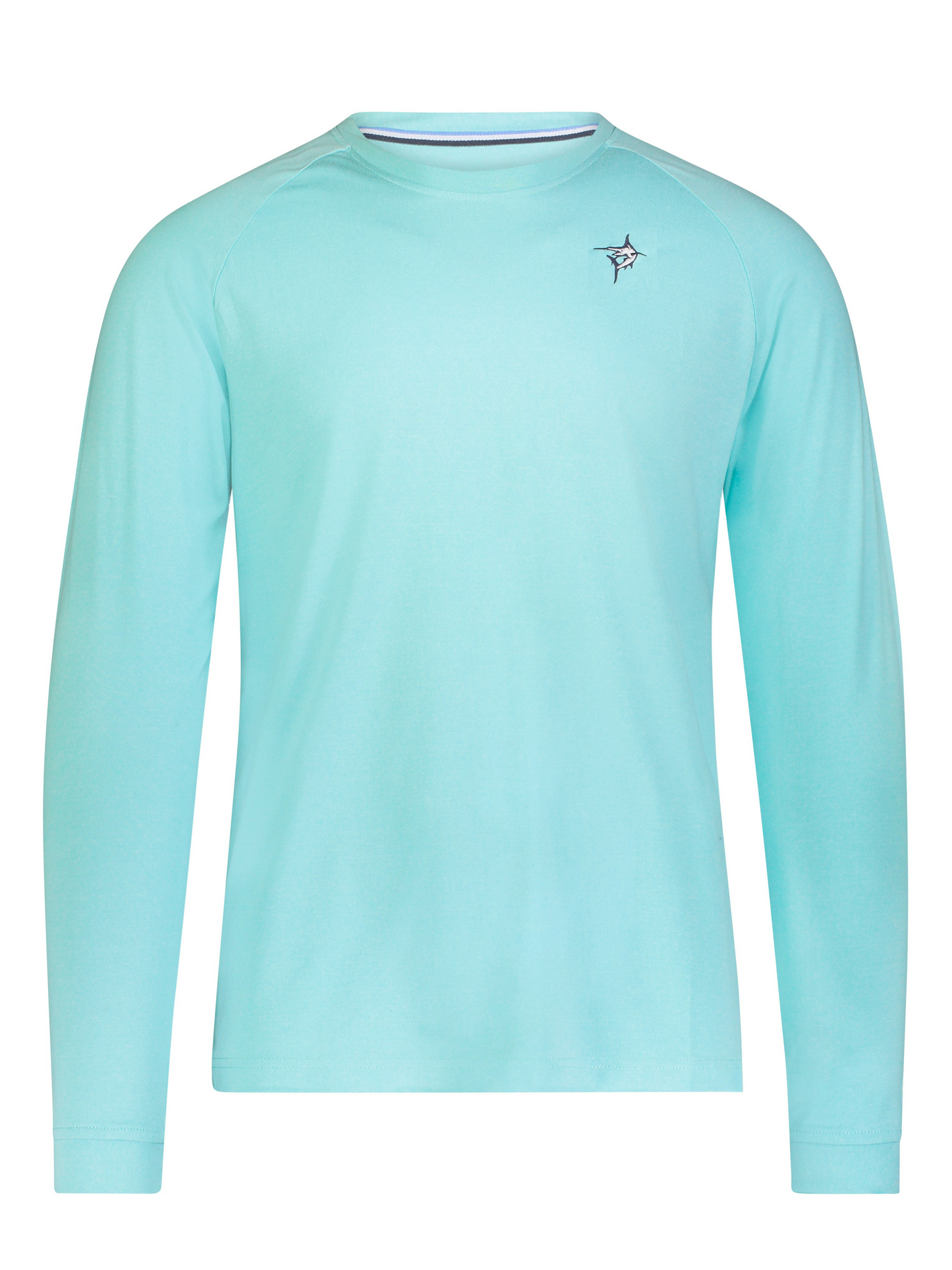 Dockside Performance Long Sleeve turquoise crewneck left chest logo by White Water Life on Tampa Home & Garden Store