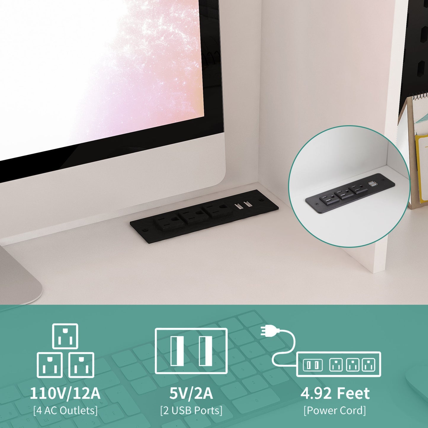Corner gaming computer desk with socket, drawers, bookshelf and writing desk, modern L-shaped learning desk with storage space - Tampa Home & Garden Store