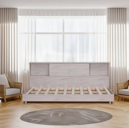 Full Size Daybed Frame with Storage Bookcases White Oak - Tampa Home & Garden Store