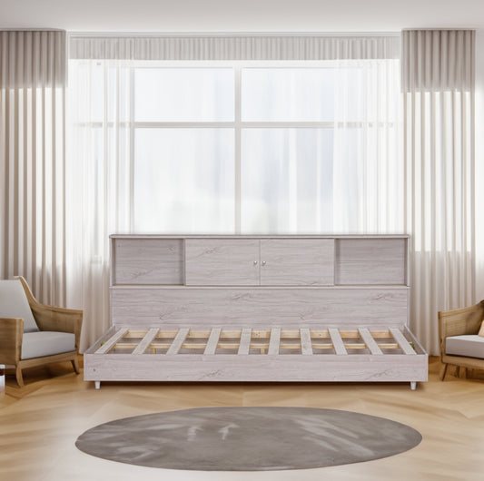 Full Size Daybed Frame with Storage Bookcases White Oak - Tampa Home & Garden Store