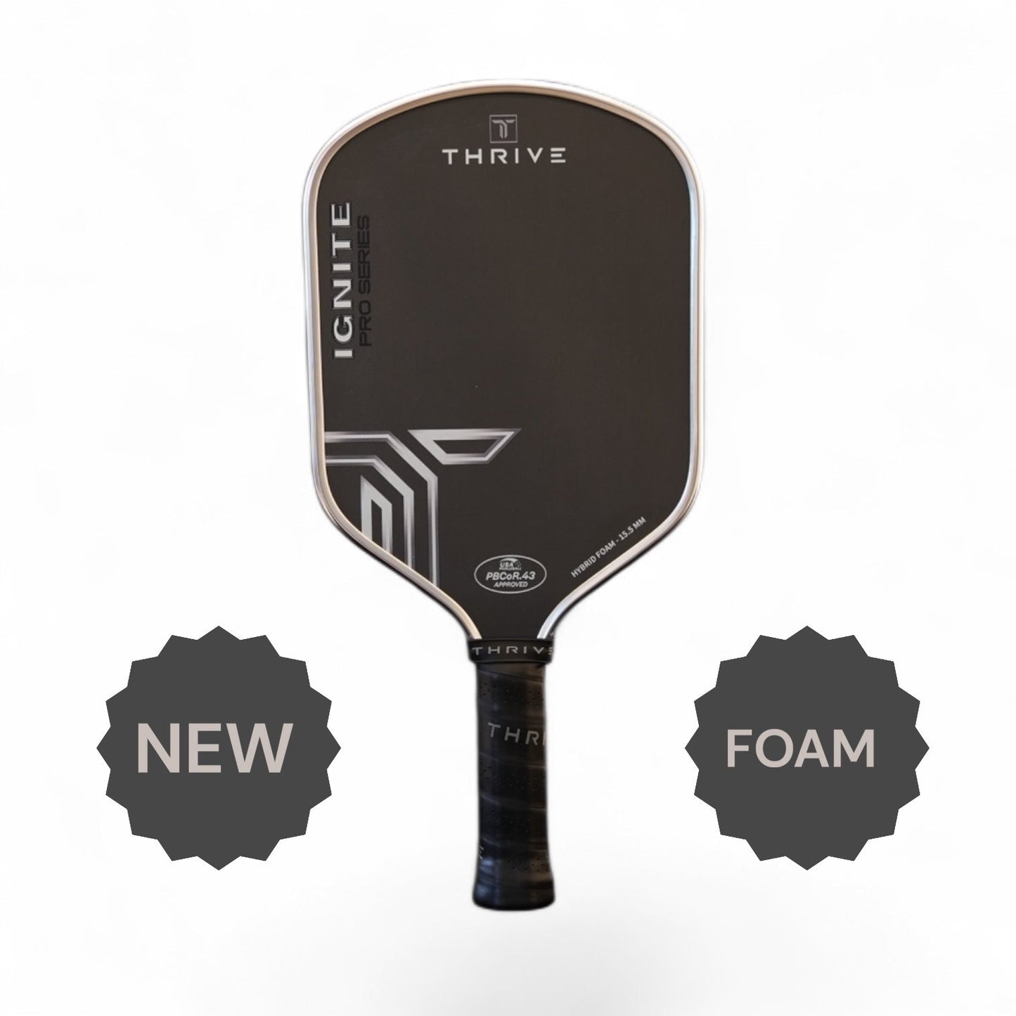 Thrive Ignite Pro Series pickleball paddle with black face and trim, hybrid foam core on Tampa Home & Garden Store