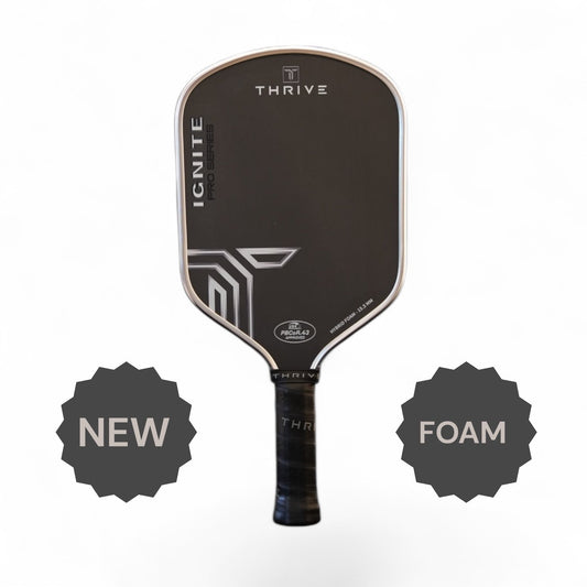 Thrive Ignite Pro Series pickleball paddle with black face and trim, hybrid foam core on Tampa Home & Garden Store